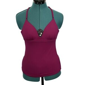 Athleta Tankini Swimsuit Top Womens Extra Small Purple Strappy Back Padded Swim‎